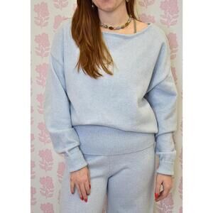NEW LE LIS off the shoulder long sleeve sweater in baby blue